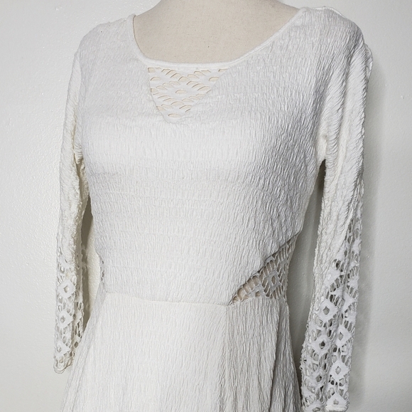 Free People To the Point Dress Snow Cut Out Lace White Seductive Bohemian Summer - Picture 8 of 16